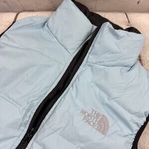 The North Face Puffer Vest Women Small Blue Black Reversible Jacket Quilted S